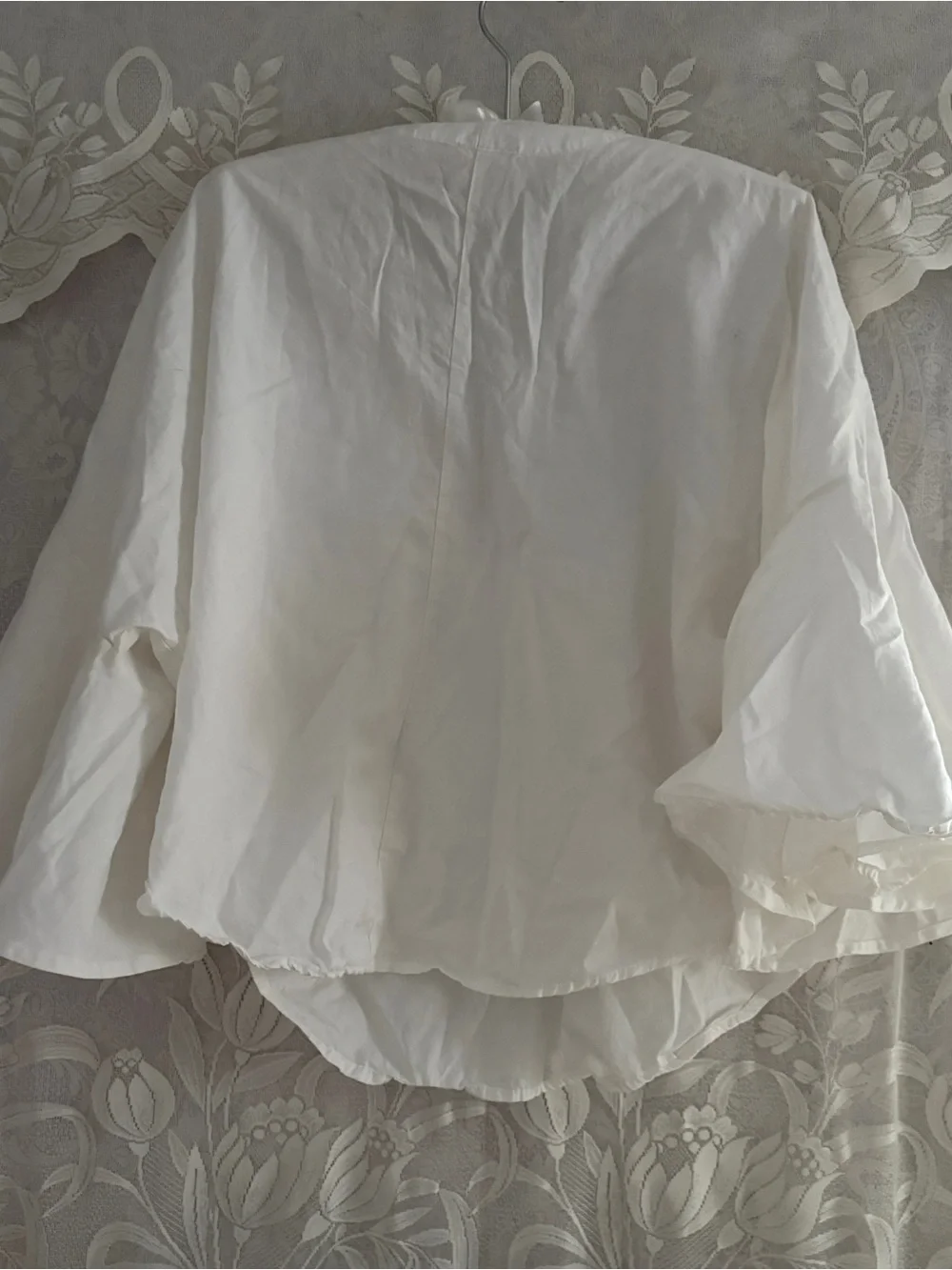 Boho coastal romantic girly flowy cotton blend white blouse
